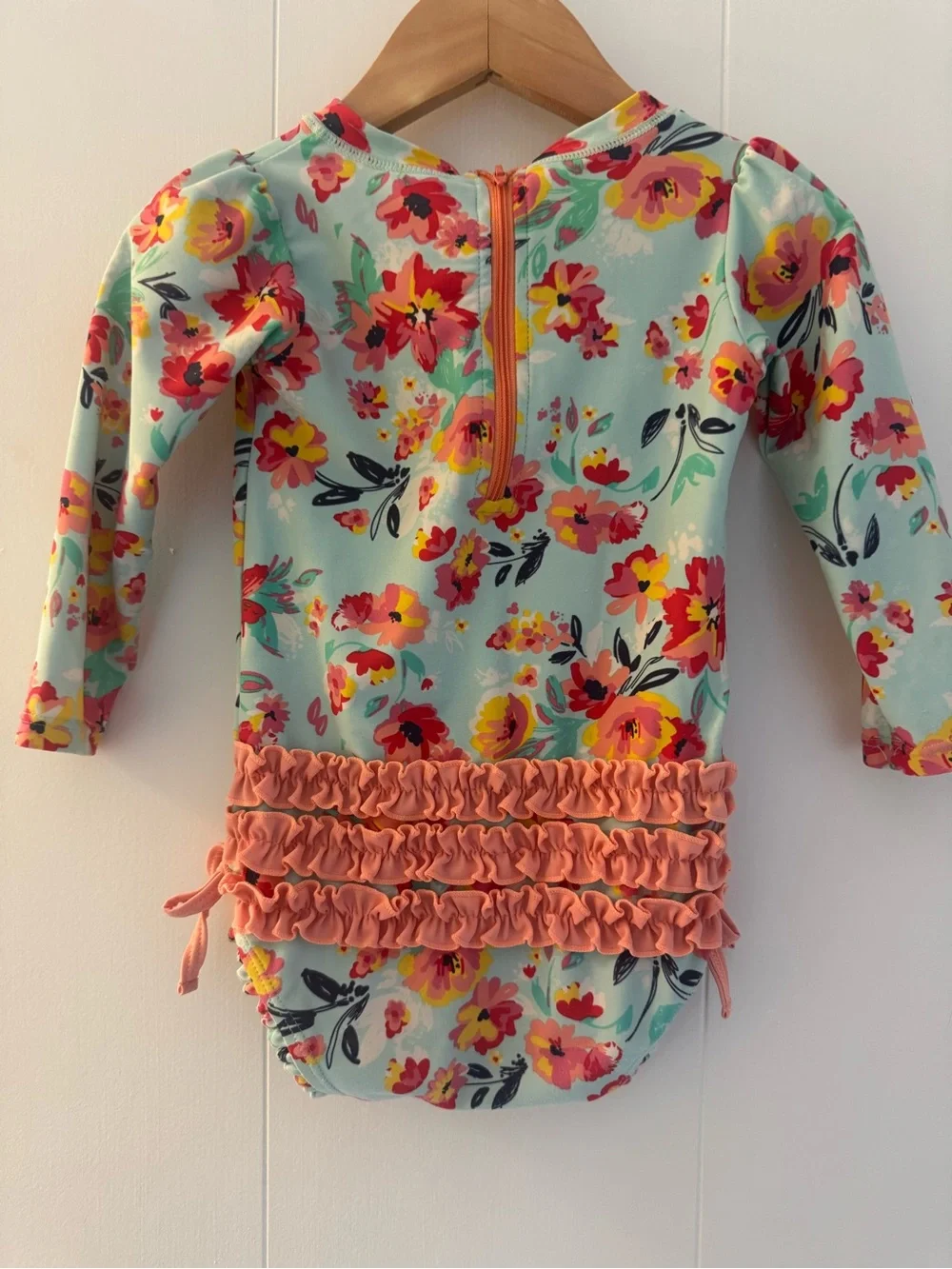 Ruffle Butts Long-Sleeve Floral One-Piece Swimsuit